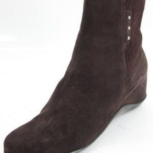 Aquatalia Versa‎ Brown Chelsea Wedge Ankle Suede Non slip Waterproof Boots Shoes